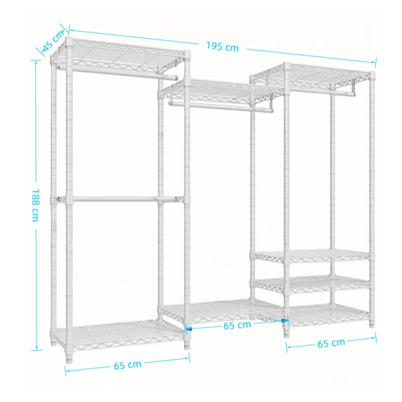 4 rakke Garment Rak Wit