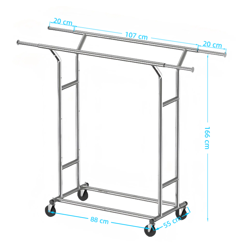 Dubbele Stawe Rolling Garment Rod
